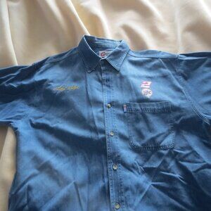 Vintage Competitors View Nascar Rusty Wallace #2 Miller Lite Denim Jean Shirt